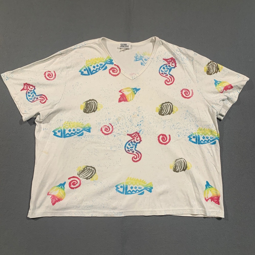 Physical Attraction T-Shirt Womens 4X White Nautical Sea Life Vintage 90s USA - Picture 1 of 9